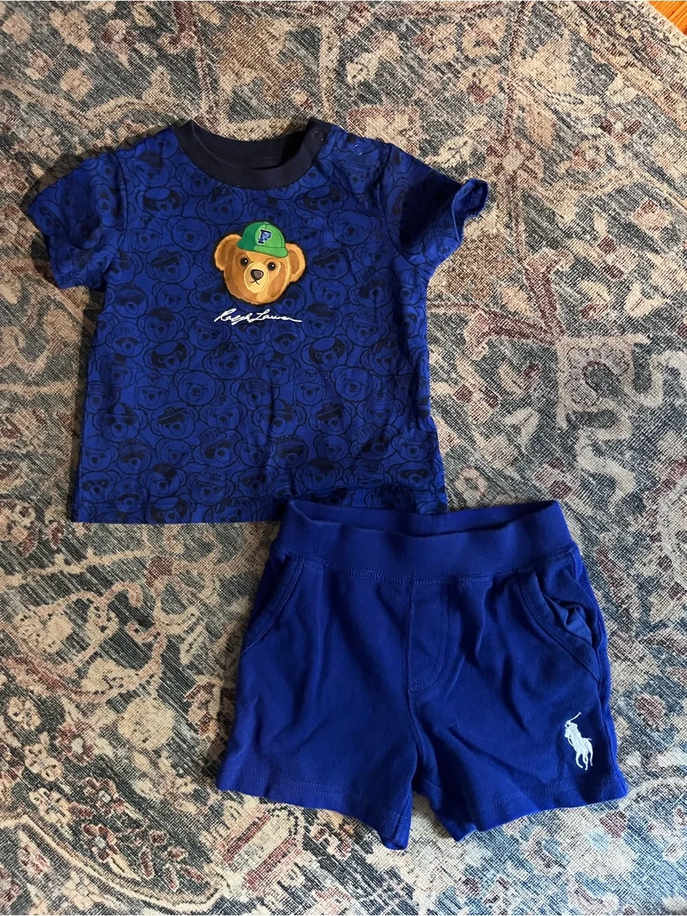 Ralph Lauren 6M Bear Tee and Shorts Set